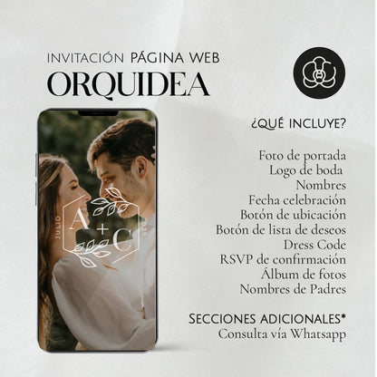 Invitación Página Web Orquídea | Personalizada