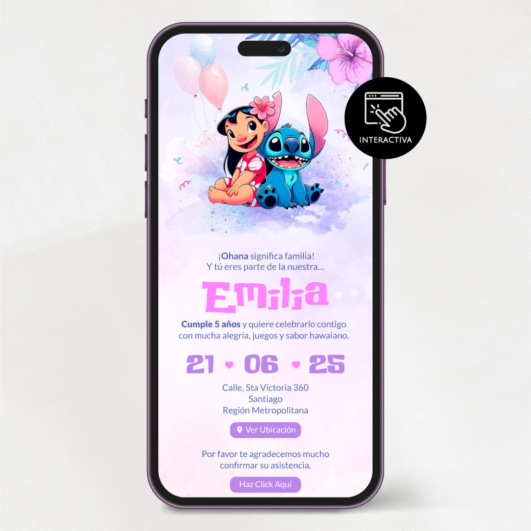 Lilo y Stitch | Invitación Digital Cumpleaños